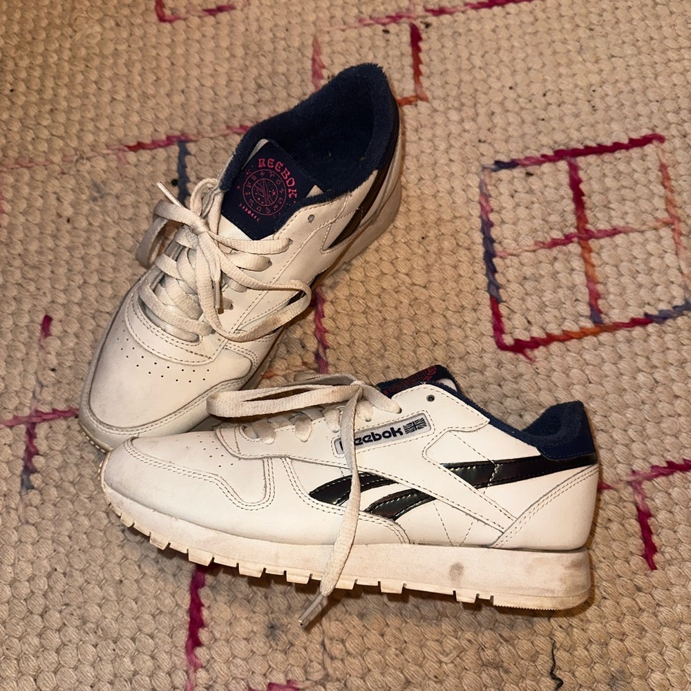 Leather reeboks with astrological chart detail
